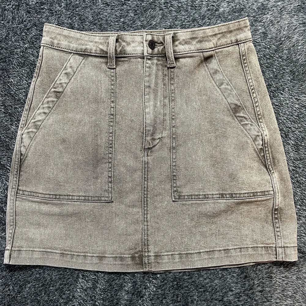 Faherty Womens Size 8 Olive Hase Sunwashed Denim Utility Skirt